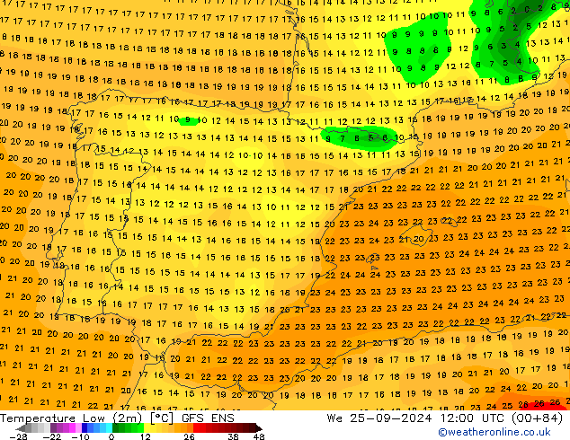 Tiefstwerte (2m) GFS ENS Mi 25.09.2024 12 UTC