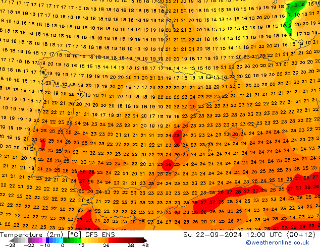 карта температуры GFS ENS Вс 22.09.2024 12 UTC