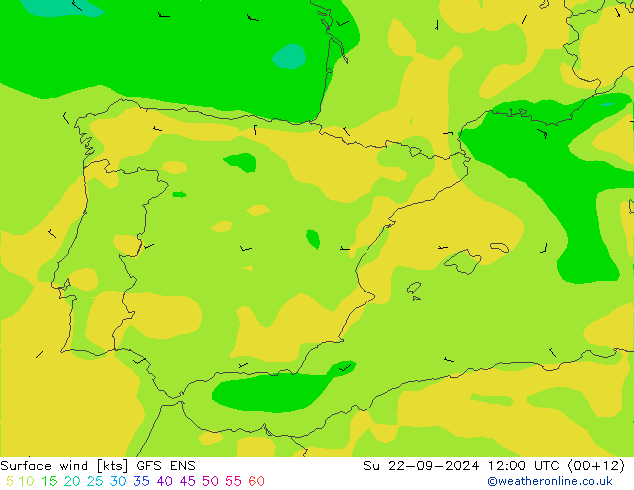 Surface wind GFS ENS Su 22.09.2024 12 UTC