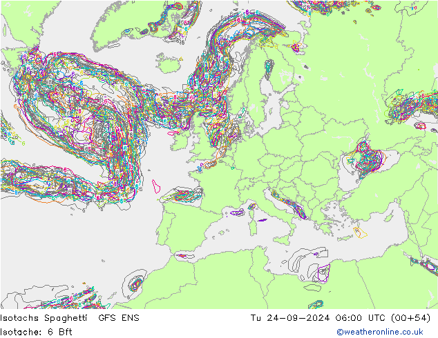 Isotachs Spaghetti GFS ENS Ter 24.09.2024 06 UTC