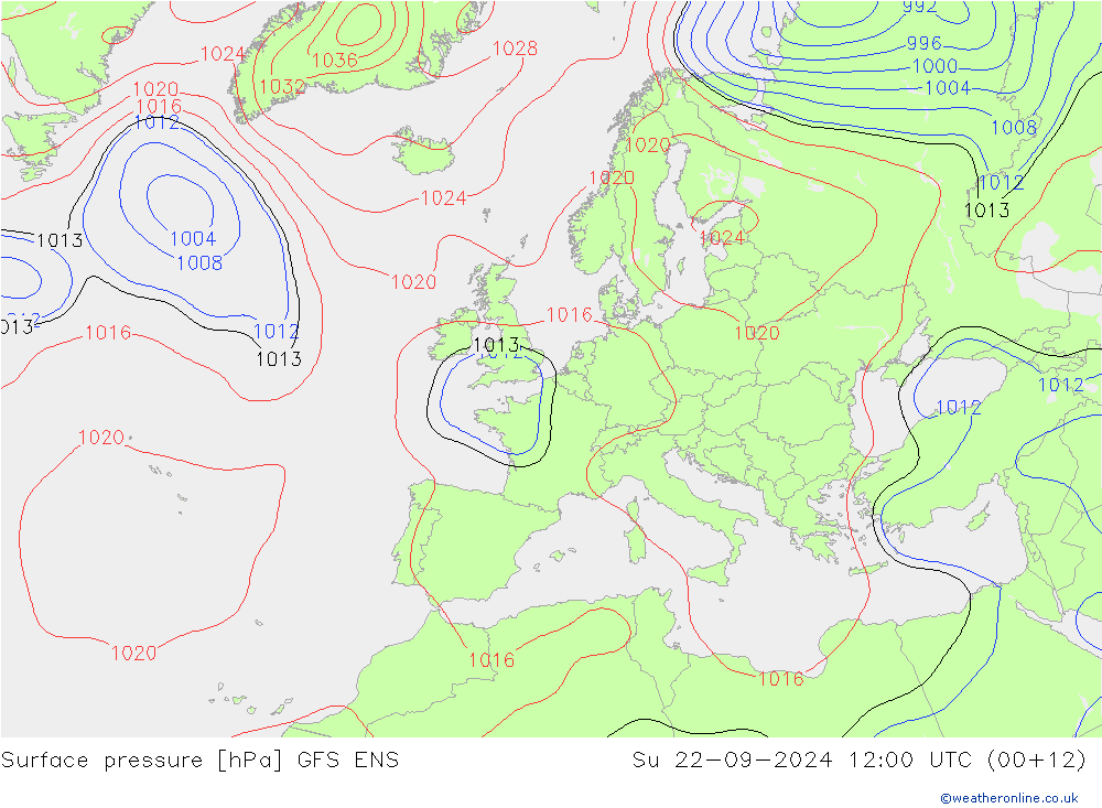 Bodendruck GFS ENS So 22.09.2024 12 UTC