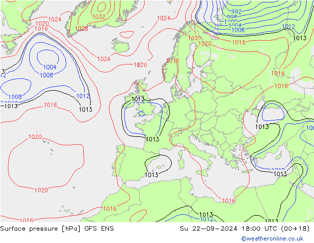 地面气压 GFS ENS 星期日 22.09.2024 18 UTC