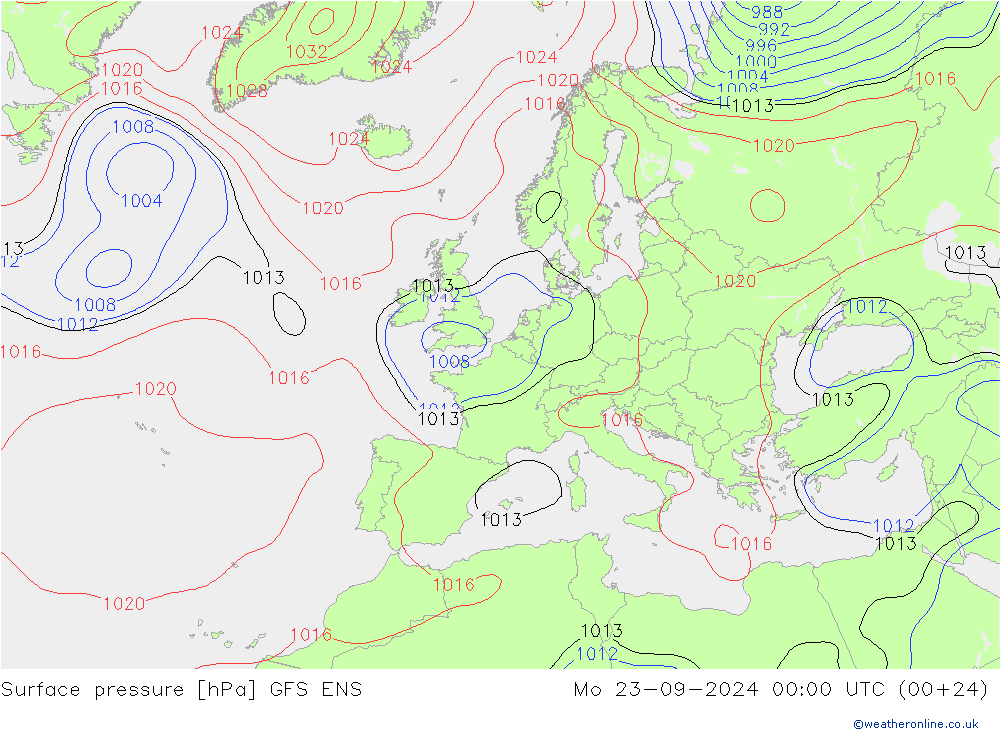 Atmosférický tlak GFS ENS Po 23.09.2024 00 UTC