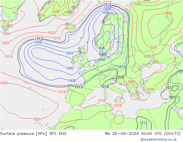 Pressione al suolo GFS ENS mer 25.09.2024 00 UTC