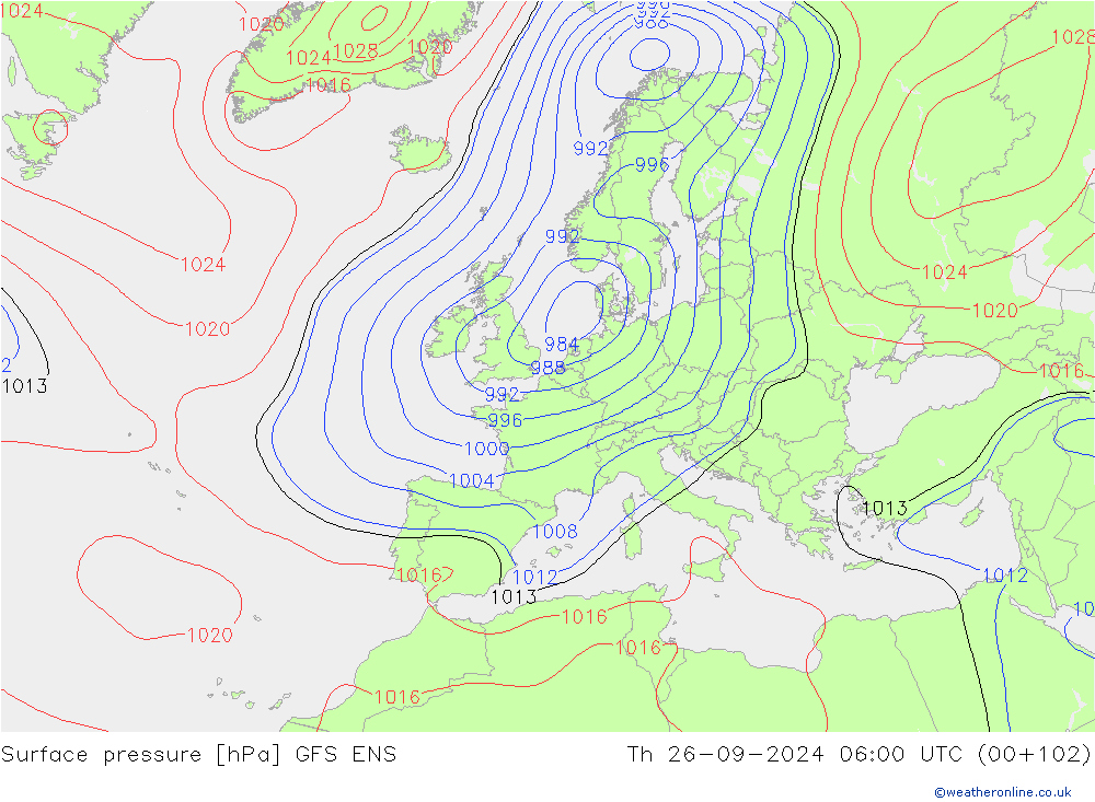 pressão do solo GFS ENS Qui 26.09.2024 06 UTC