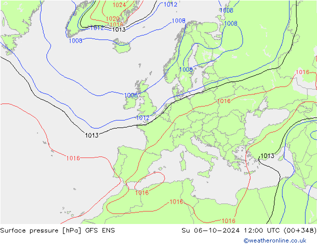 Luchtdruk (Grond) GFS ENS zo 06.10.2024 12 UTC