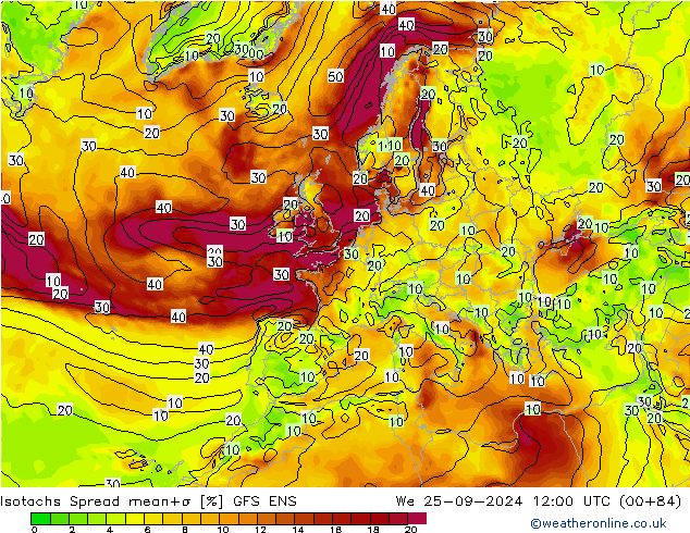 Isotachen Spread GFS ENS Mi 25.09.2024 12 UTC