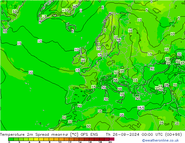 Temperaturkarte Spread GFS ENS Do 26.09.2024 00 UTC