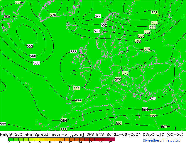 Geop. 500 hPa Spread GFS ENS dom 22.09.2024 06 UTC