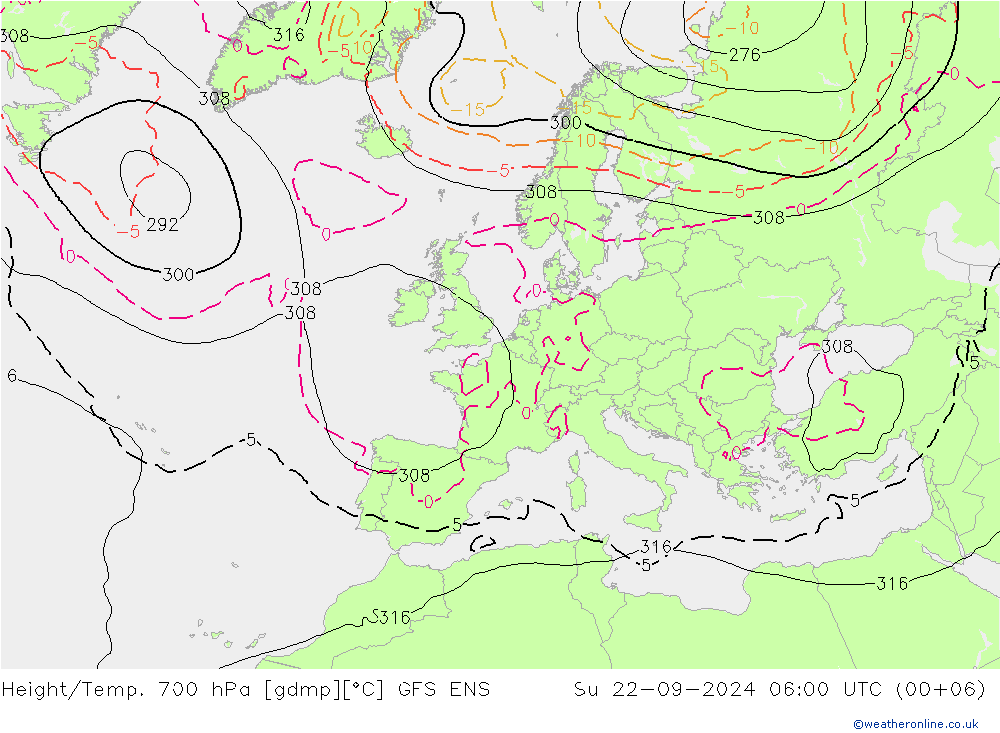 Height/Temp. 700 hPa GFS ENS 星期日 22.09.2024 06 UTC