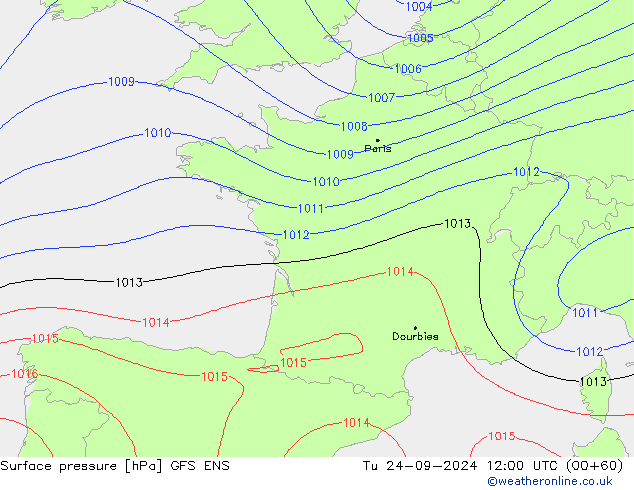 Surface pressure GFS ENS Tu 24.09.2024 12 UTC