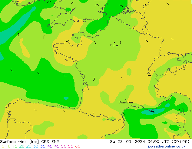 Bodenwind GFS ENS So 22.09.2024 06 UTC