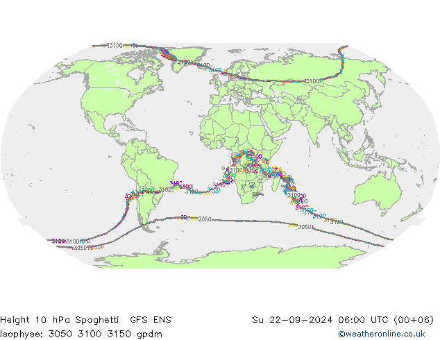 Height 10 hPa Spaghetti GFS ENS Su 22.09.2024 06 UTC