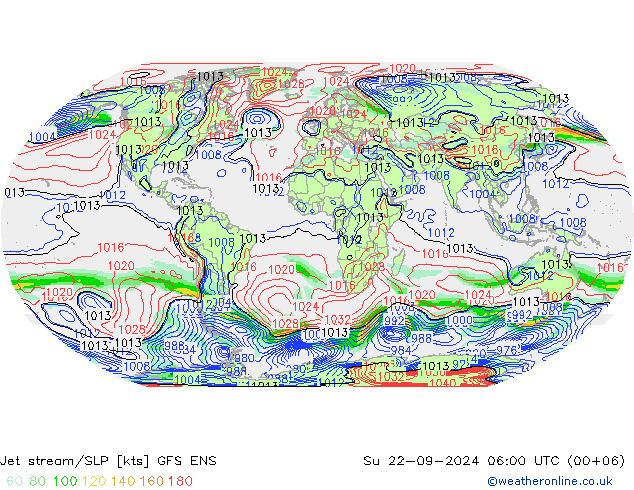 Jet stream/SLP GFS ENS Su 22.09.2024 06 UTC