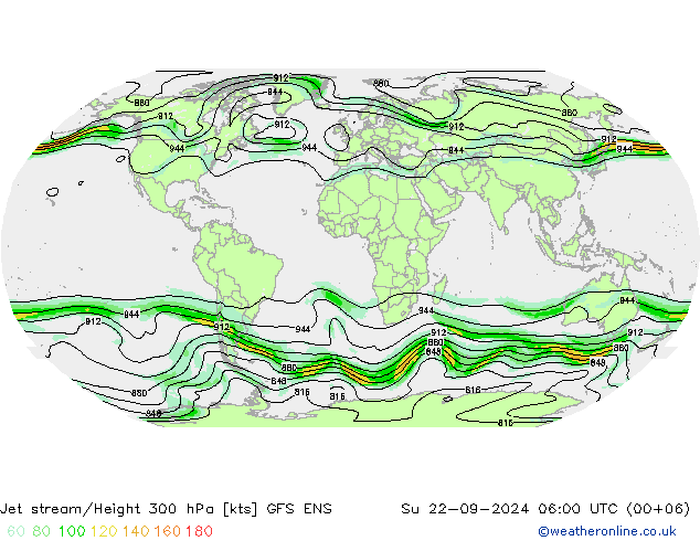 Jet stream/Height 300 hPa GFS ENS Ne 22.09.2024 06 UTC