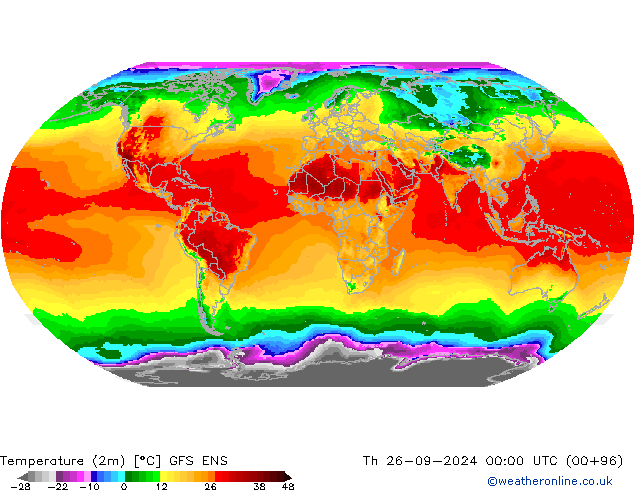 Temperature (2m) GFS ENS Th 26.09.2024 00 UTC