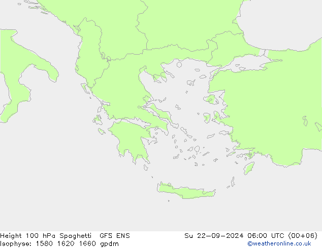 Hoogte 100 hPa Spaghetti GFS ENS zo 22.09.2024 06 UTC