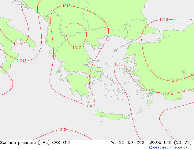 Atmosférický tlak GFS ENS St 25.09.2024 00 UTC