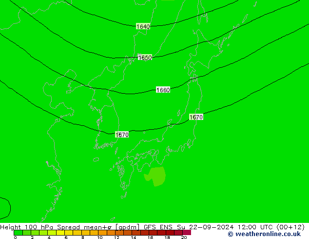 Height 100 hPa Spread GFS ENS Ne 22.09.2024 12 UTC