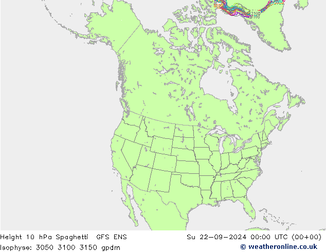 Height 10 hPa Spaghetti GFS ENS So 22.09.2024 00 UTC