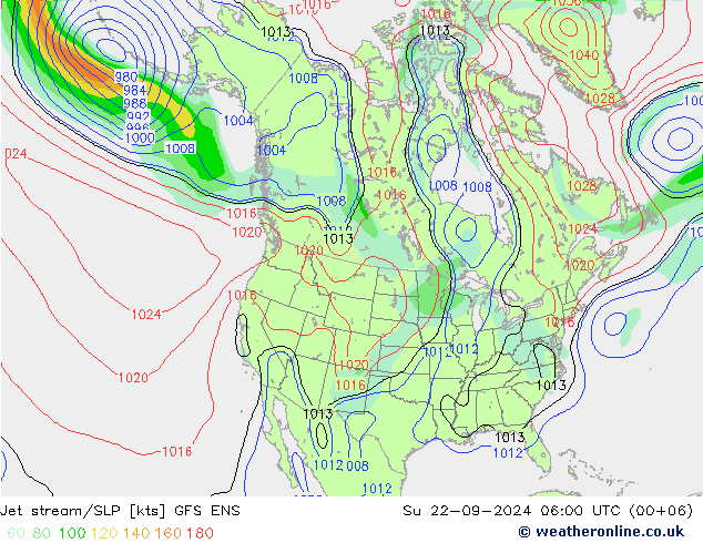 Corriente en chorro GFS ENS dom 22.09.2024 06 UTC