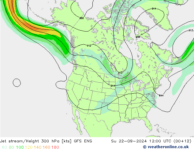 Jet stream/Height 300 hPa GFS ENS Ne 22.09.2024 12 UTC