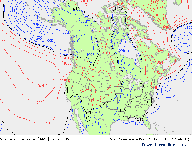 Presión superficial GFS ENS dom 22.09.2024 06 UTC