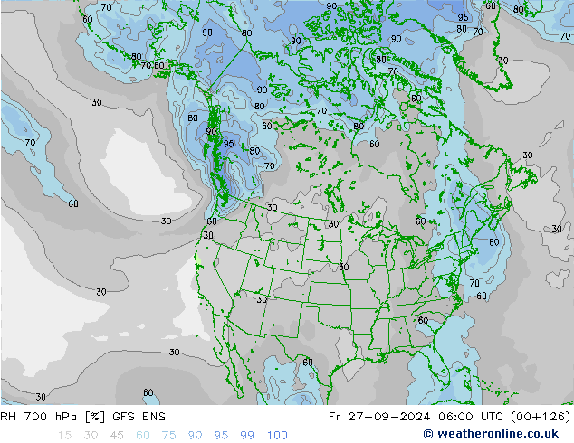 RH 700 hPa GFS ENS Fr 27.09.2024 06 UTC