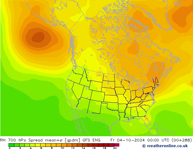 RH 700 hPa Spread GFS ENS Fr 04.10.2024 00 UTC