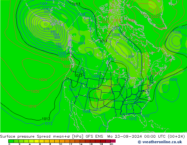 Bodendruck Spread GFS ENS Mo 23.09.2024 00 UTC