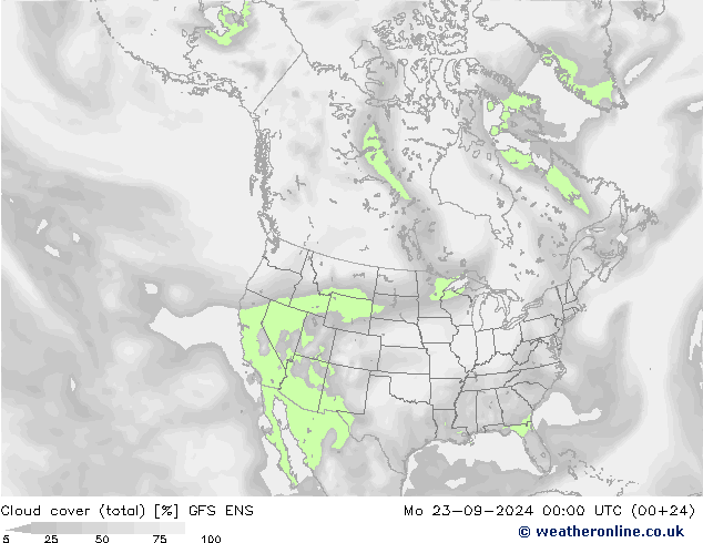 Cloud cover (total) GFS ENS Po 23.09.2024 00 UTC