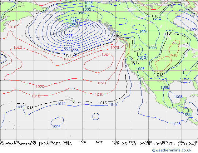 Surface pressure GFS ENS Mo 23.09.2024 00 UTC