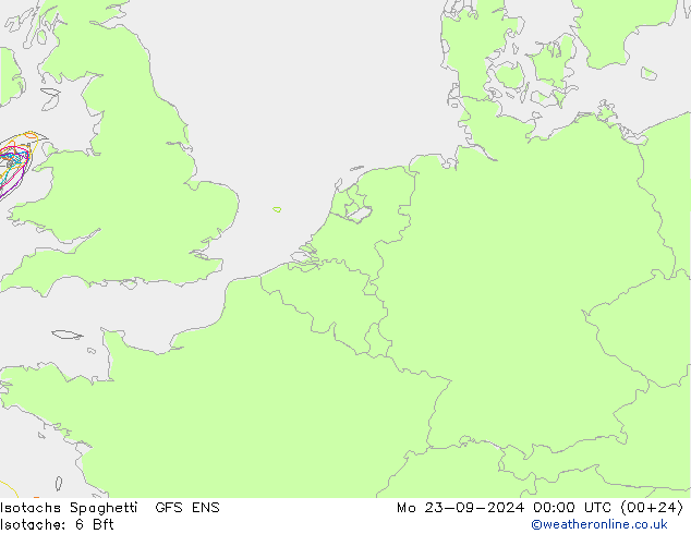 Isotachs Spaghetti GFS ENS 星期一 23.09.2024 00 UTC