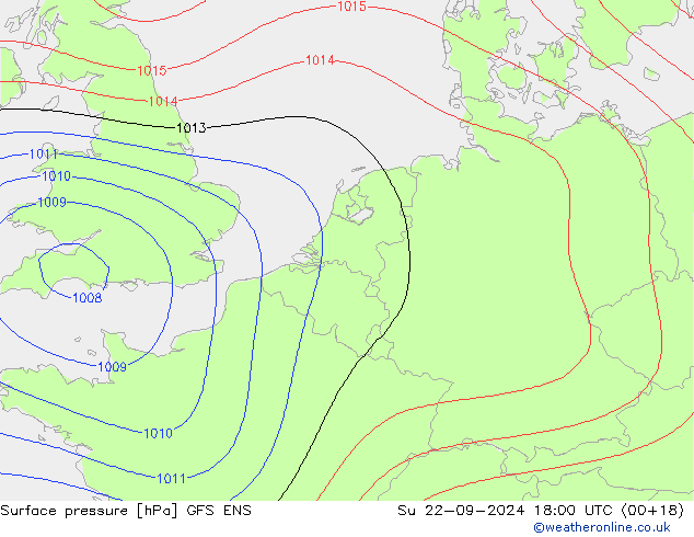 Surface pressure GFS ENS Su 22.09.2024 18 UTC