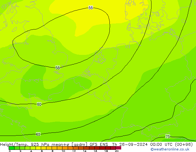 Height/Temp. 925 hPa GFS ENS 星期四 26.09.2024 00 UTC