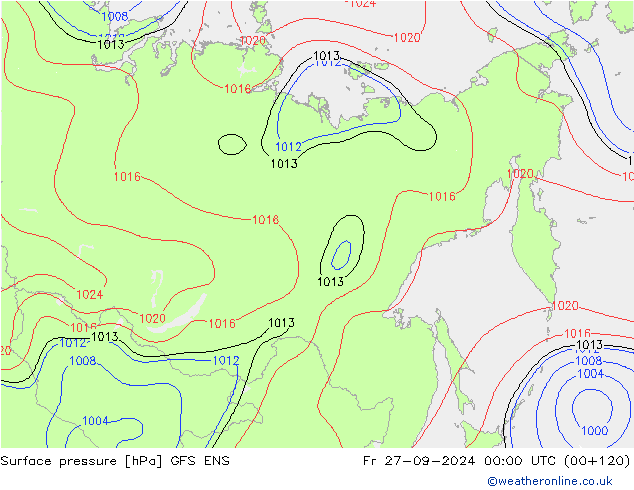 pressão do solo GFS ENS Sex 27.09.2024 00 UTC