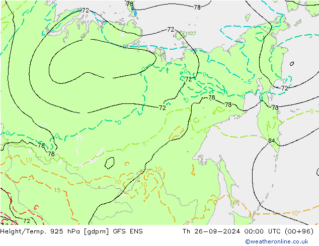 Height/Temp. 925 hPa GFS ENS czw. 26.09.2024 00 UTC