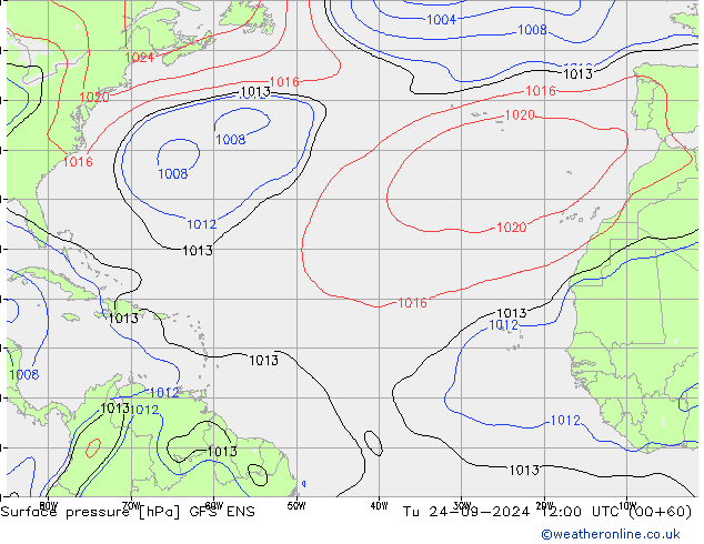 Surface pressure GFS ENS Tu 24.09.2024 12 UTC