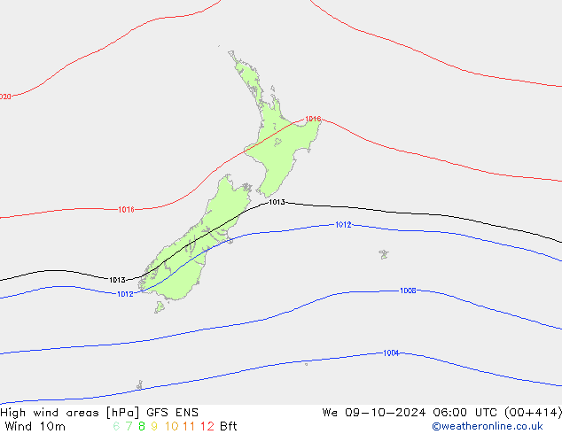 High wind areas GFS ENS St 09.10.2024 06 UTC