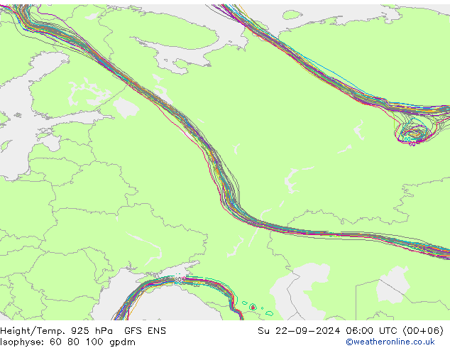 Height/Temp. 925 гПа GFS ENS Вс 22.09.2024 06 UTC