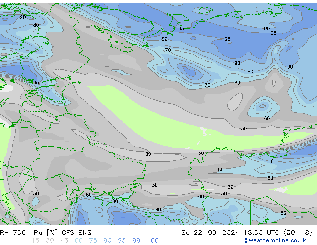 RH 700 гПа GFS ENS Вс 22.09.2024 18 UTC