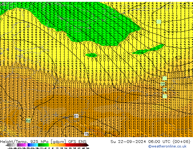 Height/Temp. 925 гПа GFS ENS Вс 22.09.2024 06 UTC