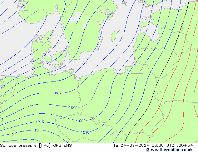 Atmosférický tlak GFS ENS Út 24.09.2024 06 UTC