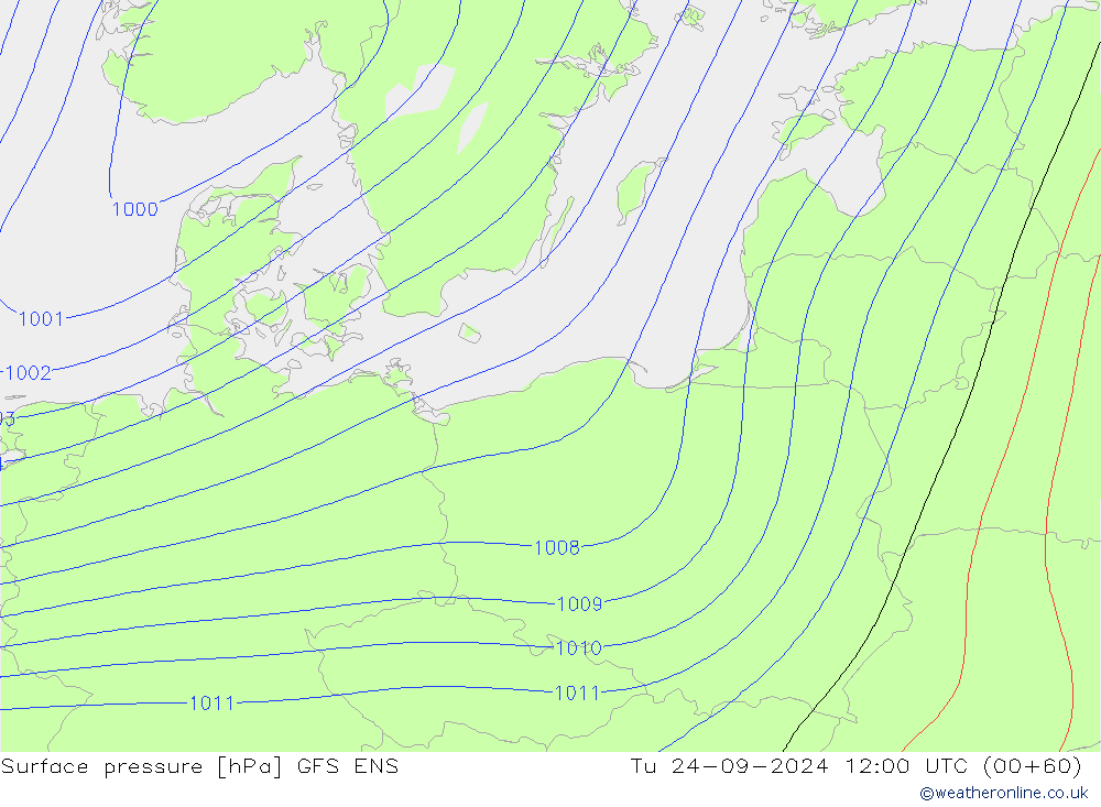 Surface pressure GFS ENS Tu 24.09.2024 12 UTC