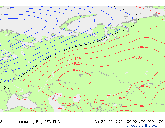 Surface pressure GFS ENS Sa 28.09.2024 06 UTC