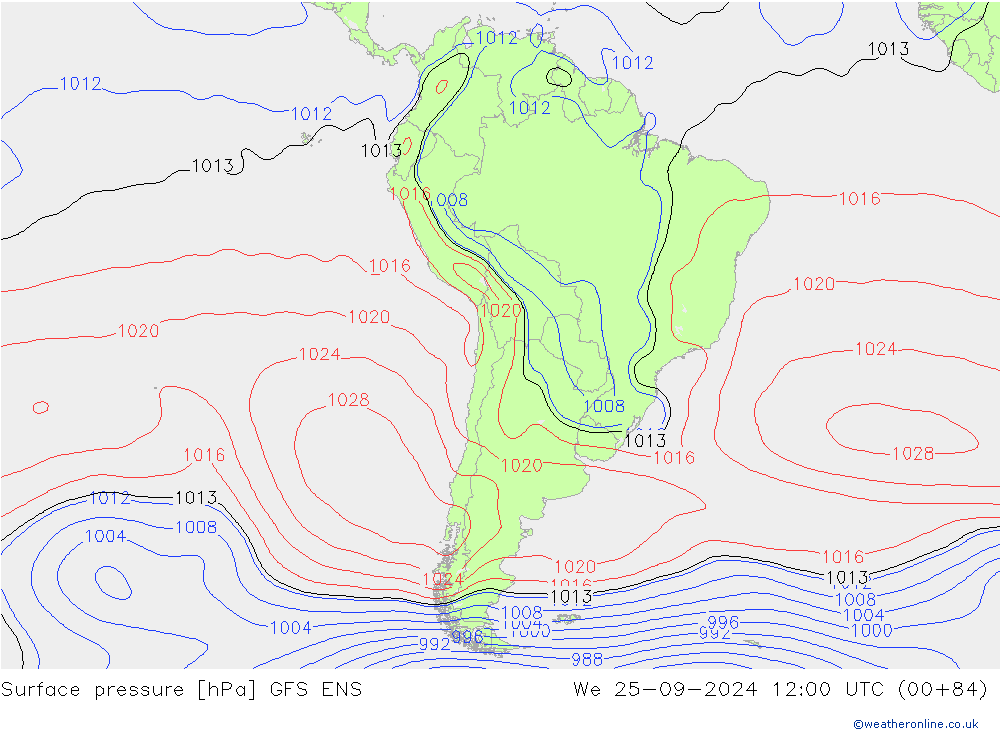 Atmosférický tlak GFS ENS St 25.09.2024 12 UTC