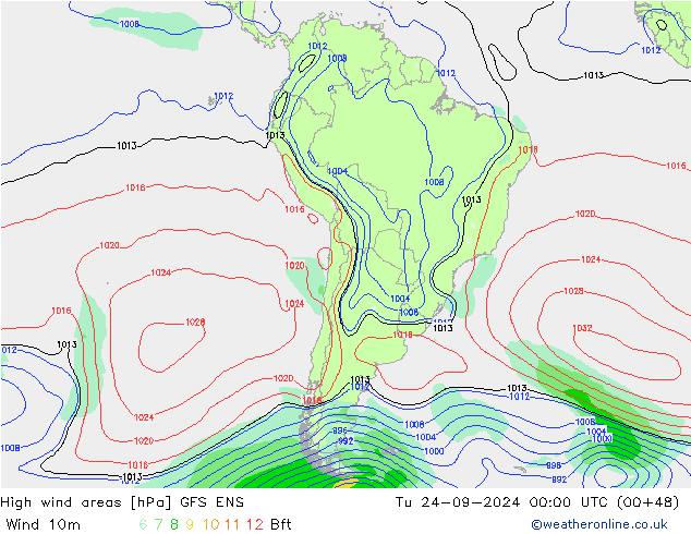 High wind areas GFS ENS Tu 24.09.2024 00 UTC