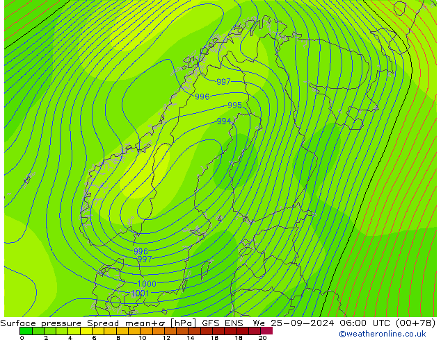 приземное давление Spread GFS ENS ср 25.09.2024 06 UTC