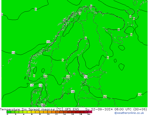 Temperaturkarte Spread GFS ENS So 22.09.2024 06 UTC