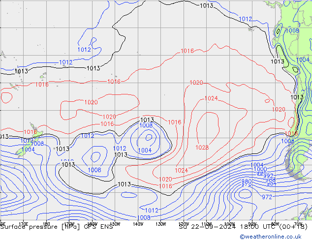 Pressione al suolo GFS ENS dom 22.09.2024 18 UTC